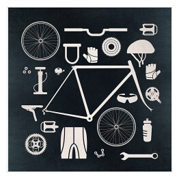 Plakat samoprzylepny Części rowerowe