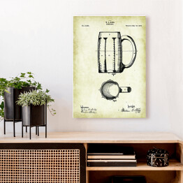 Obraz na płótnie Rysunek patentowy kufel. Szklanka na piwo. Plakat z napisem Beer Mug w stylu vintage retro dla miłośnika piwa