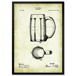 Obraz klasyczny Rysunek patentowy kufel. Szklanka na piwo. Plakat z napisem Beer Mug w stylu vintage retro dla miłośnika piwa