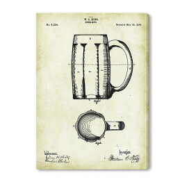 Obraz na płótnie Rysunek patentowy kufel. Szklanka na piwo. Plakat z napisem Beer Mug w stylu vintage retro dla miłośnika piwa