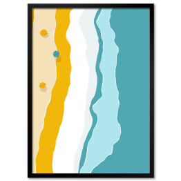 Plakat w ramie Ilustracja - plaża nad brzegiem morza
