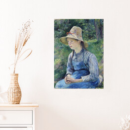 Plakat samoprzylepny Camille Pissarro Dziewczyna w słomianym kapeluszu. Reprodukcja