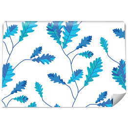 Tapeta samoprzylepna w rolce Niebieskie liście na białym tle