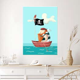 Plakat samoprzylepny Nad wodą - pirat w łodzi
