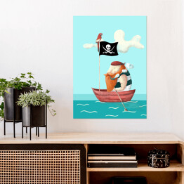 Plakat Nad wodą - pirat w łodzi