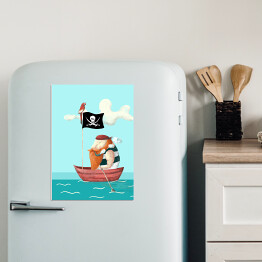 Magnes dekoracyjny Nad wodą - pirat w łodzi