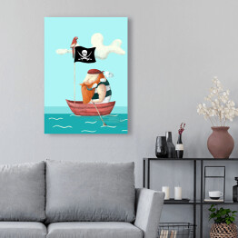 Obraz na płótnie Nad wodą - pirat w łodzi