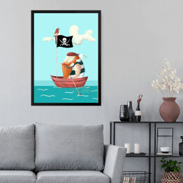 Obraz w ramie Nad wodą - pirat w łodzi