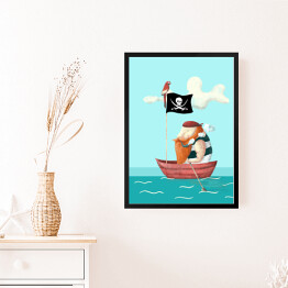 Obraz w ramie Nad wodą - pirat w łodzi