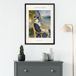 Obraz w ramie Auguste Renoir "Kobieta siedząca nad morzem" - reprodukcja z napisem. Plakat z passe partout