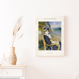 Obraz na płótnie Auguste Renoir "Kobieta siedząca nad morzem" - reprodukcja z napisem. Plakat z passe partout