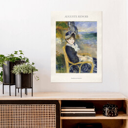 Plakat samoprzylepny Auguste Renoir "Kobieta siedząca nad morzem" - reprodukcja z napisem. Plakat z passe partout