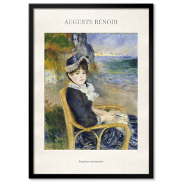 Plakat w ramie Auguste Renoir "Kobieta siedząca nad morzem" - reprodukcja z napisem. Plakat z passe partout
