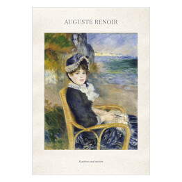 Plakat samoprzylepny Auguste Renoir "Kobieta siedząca nad morzem" - reprodukcja z napisem. Plakat z passe partout