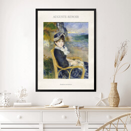 Obraz w ramie Auguste Renoir "Kobieta siedząca nad morzem" - reprodukcja z napisem. Plakat z passe partout