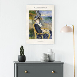 Obraz na płótnie Auguste Renoir "Kobieta siedząca nad morzem" - reprodukcja z napisem. Plakat z passe partout