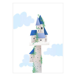 Plakat Bajkowy śliczny zamek wśród chmur
