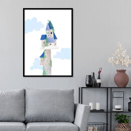 Plakat w ramie Bajkowy śliczny zamek wśród chmur