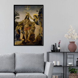 Plakat w ramie Leonardo da VInci Chrzest Chrystusa Reprodukcja obrazu