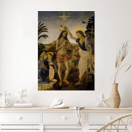 Plakat samoprzylepny Leonardo da VInci Chrzest Chrystusa Reprodukcja obrazu