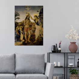 Plakat samoprzylepny Leonardo da VInci Chrzest Chrystusa Reprodukcja obrazu