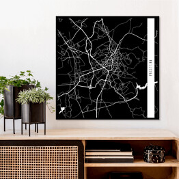 Plakat w ramie Mapa miast świata - Prisztina - czarna