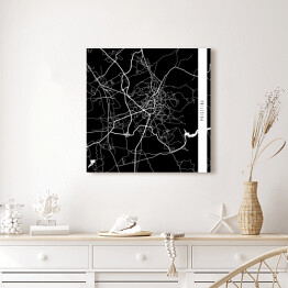 Obraz na płótnie Mapa miast świata - Prisztina - czarna