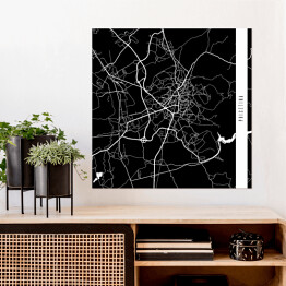 Plakat samoprzylepny Mapa miast świata - Prisztina - czarna