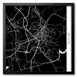 Obraz w ramie Mapa miast świata - Prisztina - czarna