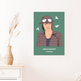 Plakat samoprzylepny Amelia Earhart - inspirujące kobiety - ilustracja