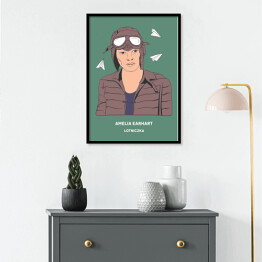 Plakat w ramie Amelia Earhart - inspirujące kobiety - ilustracja
