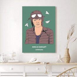Obraz na płótnie Amelia Earhart - inspirujące kobiety - ilustracja
