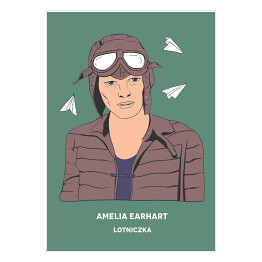 Plakat samoprzylepny Amelia Earhart - inspirujące kobiety - ilustracja