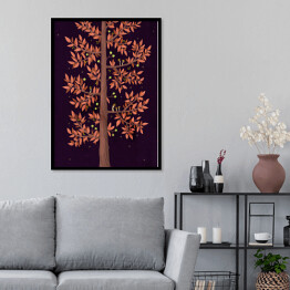 Plakat w ramie Brązowe drzewo - ilustracja