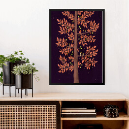 Obraz w ramie Brązowe drzewo - ilustracja