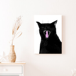 Obraz na płótnie Ziewający czarny kociak