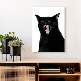 Obraz klasyczny Ziewający czarny kociak