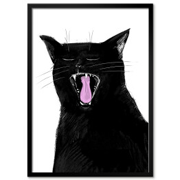 Obraz klasyczny Ziewający czarny kociak