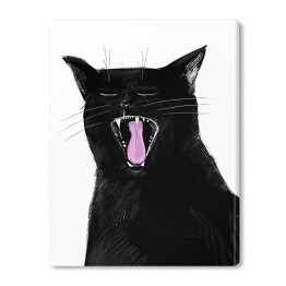 Obraz na płótnie Ziewający czarny kociak