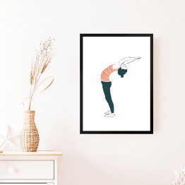 Obraz w ramie Kobieta ćwicząca jogę - ilustracja na jasnym tle