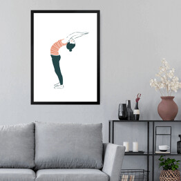 Obraz w ramie Kobieta ćwicząca jogę - ilustracja na jasnym tle