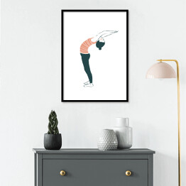 Plakat w ramie Kobieta ćwicząca jogę - ilustracja na jasnym tle