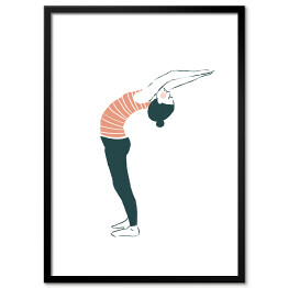 Plakat w ramie Kobieta ćwicząca jogę - ilustracja na jasnym tle