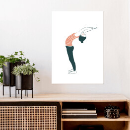 Plakat samoprzylepny Kobieta ćwicząca jogę - ilustracja na jasnym tle