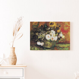 Obraz na płótnie Vincent van Gogh Słoneczniki, róże i inne kwiaty w misce. Reprodukcja