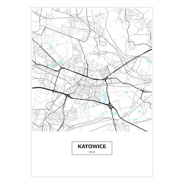 Plakat Mapa Katowic z napisem na białym tle