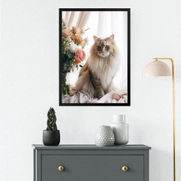 Obraz w ramie Portret długowłosego kota maine coon 