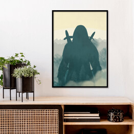 Plakat w ramie Wiedźmin - sylwetka we mgle