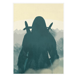 Plakat samoprzylepny Wiedźmin - sylwetka we mgle