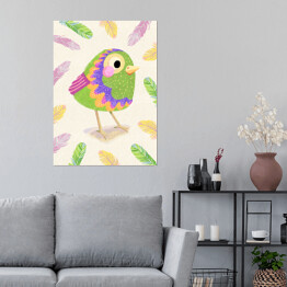 Plakat samoprzylepny Ilustracja - zwierzątka - tęczowe ptaszki 